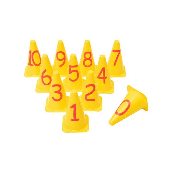 Kegel mit Zahlen von 0 - 10, Set mit 11 Stück
