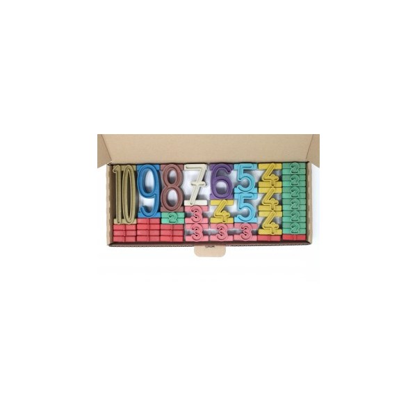 Stapelzahlen in Montessori-Farben