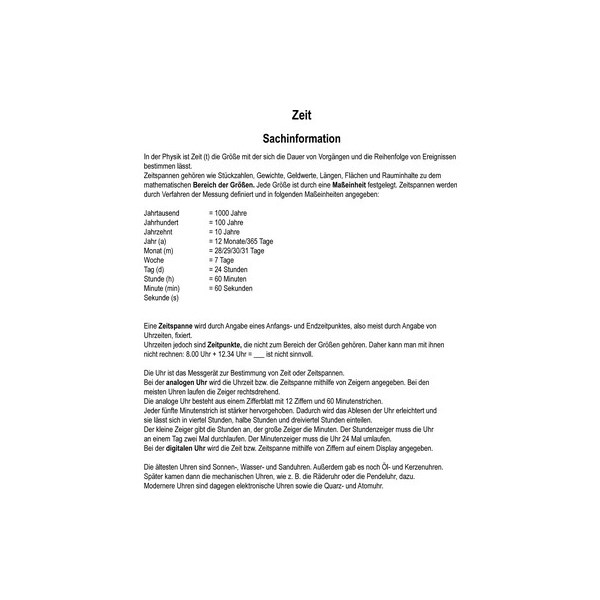 Zeit: erfahren, messen, rechnen
