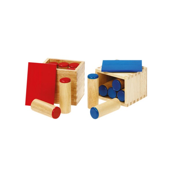 Geräusche Box, Set aus 2 x 6 Holz-Zylindern