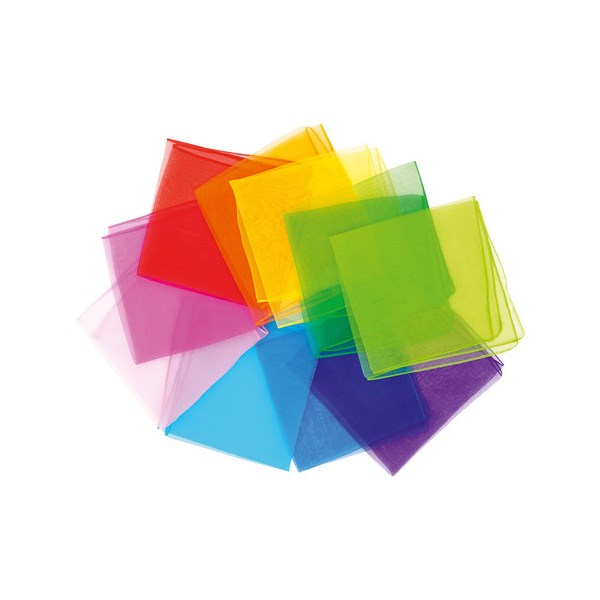 Satz mit 10 Jongliertüchern, 40 x 40