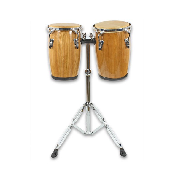 Kleine Holz-Congas Set auf Doppelständer