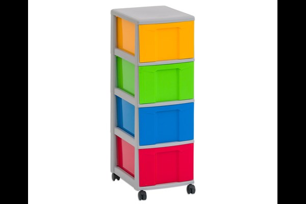 Flexeo® Rollcontainer, 4 große Boxen